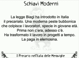 Slide Legge Biagi proiettata da Beppe Grillo al V-Day