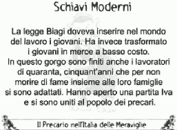 Slide Legge Biagi proiettata da Beppe Grillo al V-Day