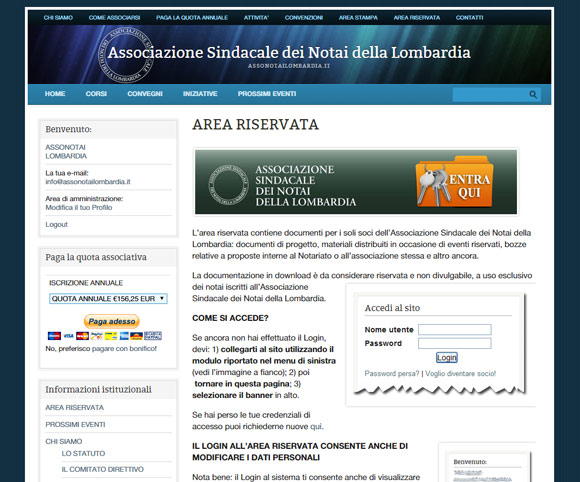 Area riservata, iscrizione e pagamento online per associarsi ad Assonotoailombardia